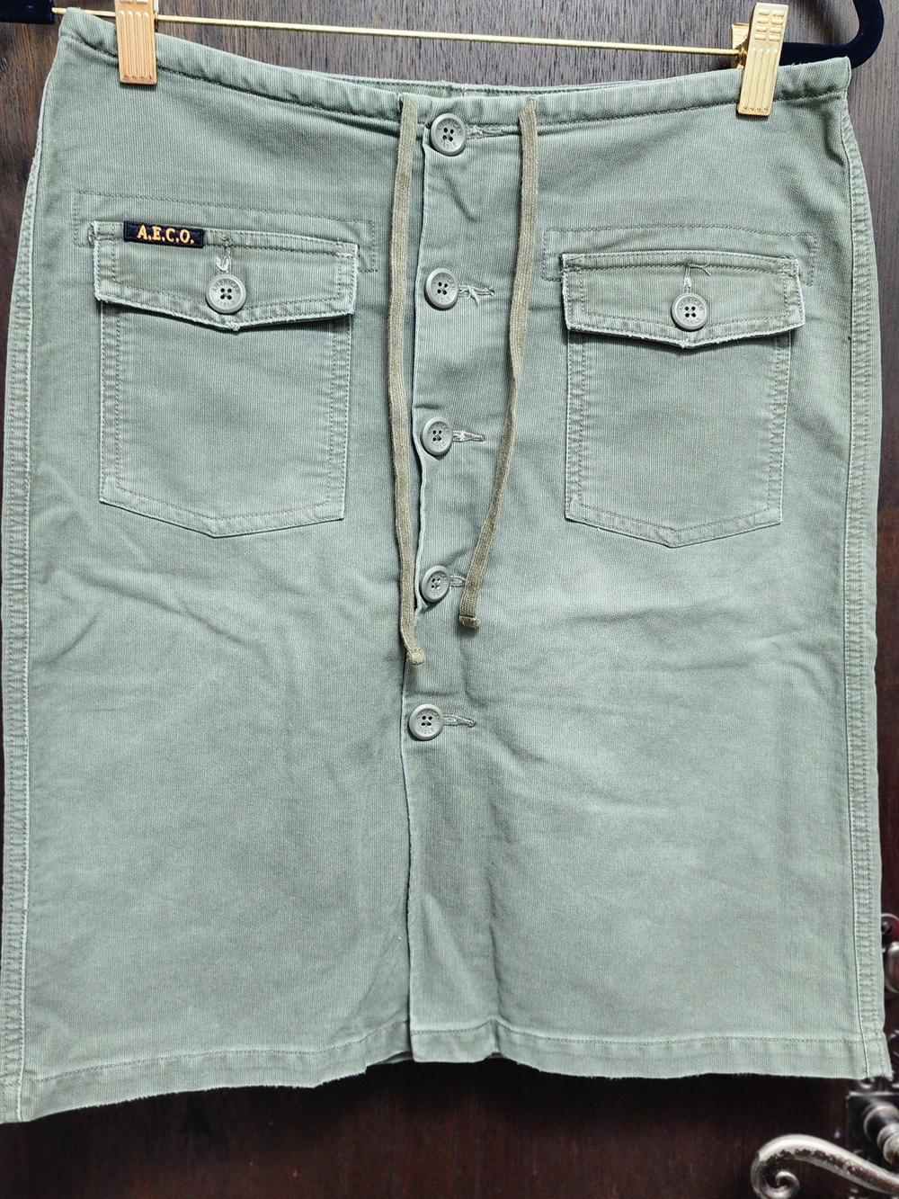 Vintage 90s Y2K American Eagle AECO army green cotton Cargo Mini Skirt Sz 0 - 4